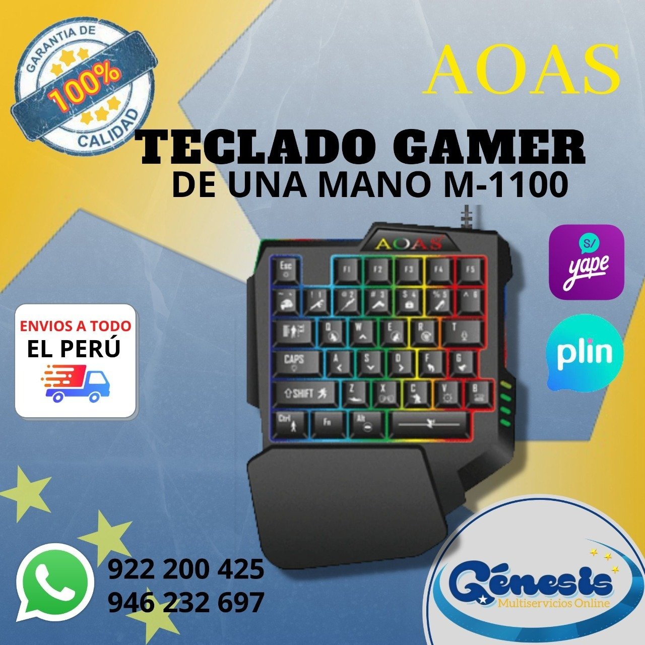 Teclado gamer de una mano – Genesis Multiservicios Online