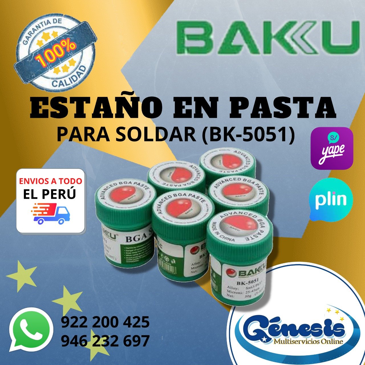 Estaño En Pasta para soldar BAKU (BK-5051) – Genesis Multiservicios Online