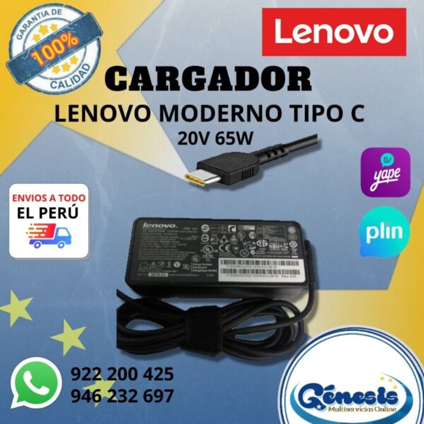 CARGADOR DE LAPTOP LENOVO TIPO C 20V 3.25A 65W – Genesis Multiservicios  Online