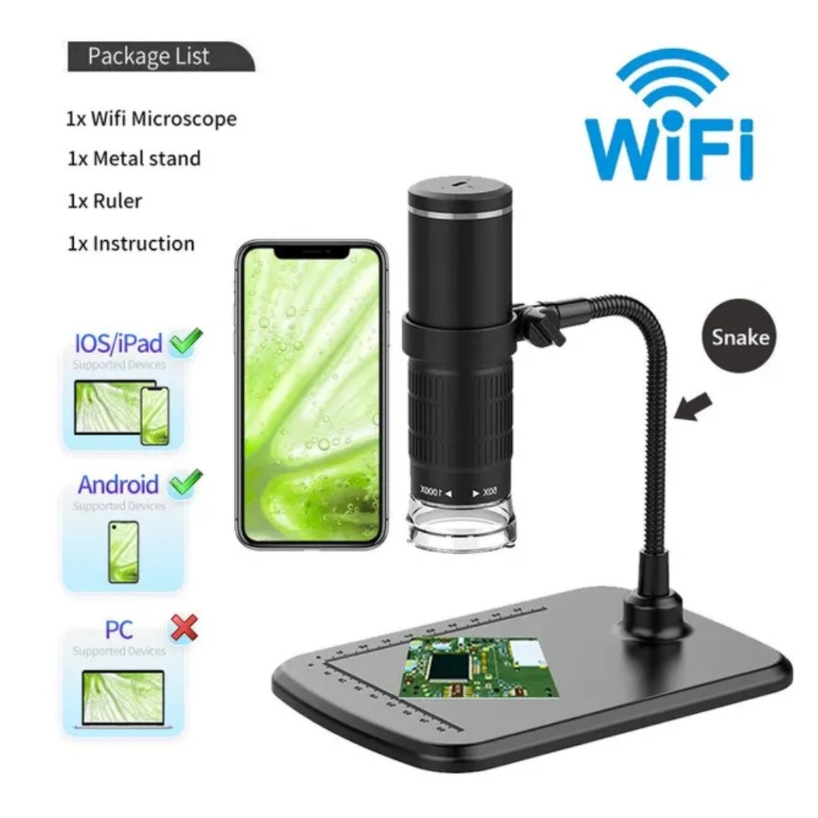 Wireless Digital Microscope 50X-1000X Magnification Portable - Genesis ...